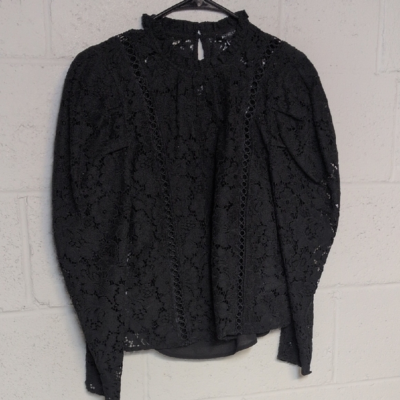 Express Black Lace Puff Long Sleeve Blouse Size XS, NWOT - Picture 2 of 10